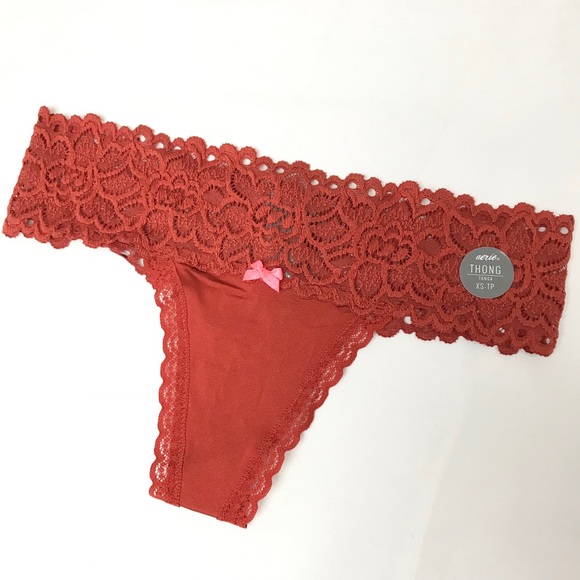 aerie Other - Aerie Shine Thong Undie Rust Lace Waist Sz XS NWT aerie Other - Aerie Shine Thong Undie Rust Lace Waist Sz XS NWT